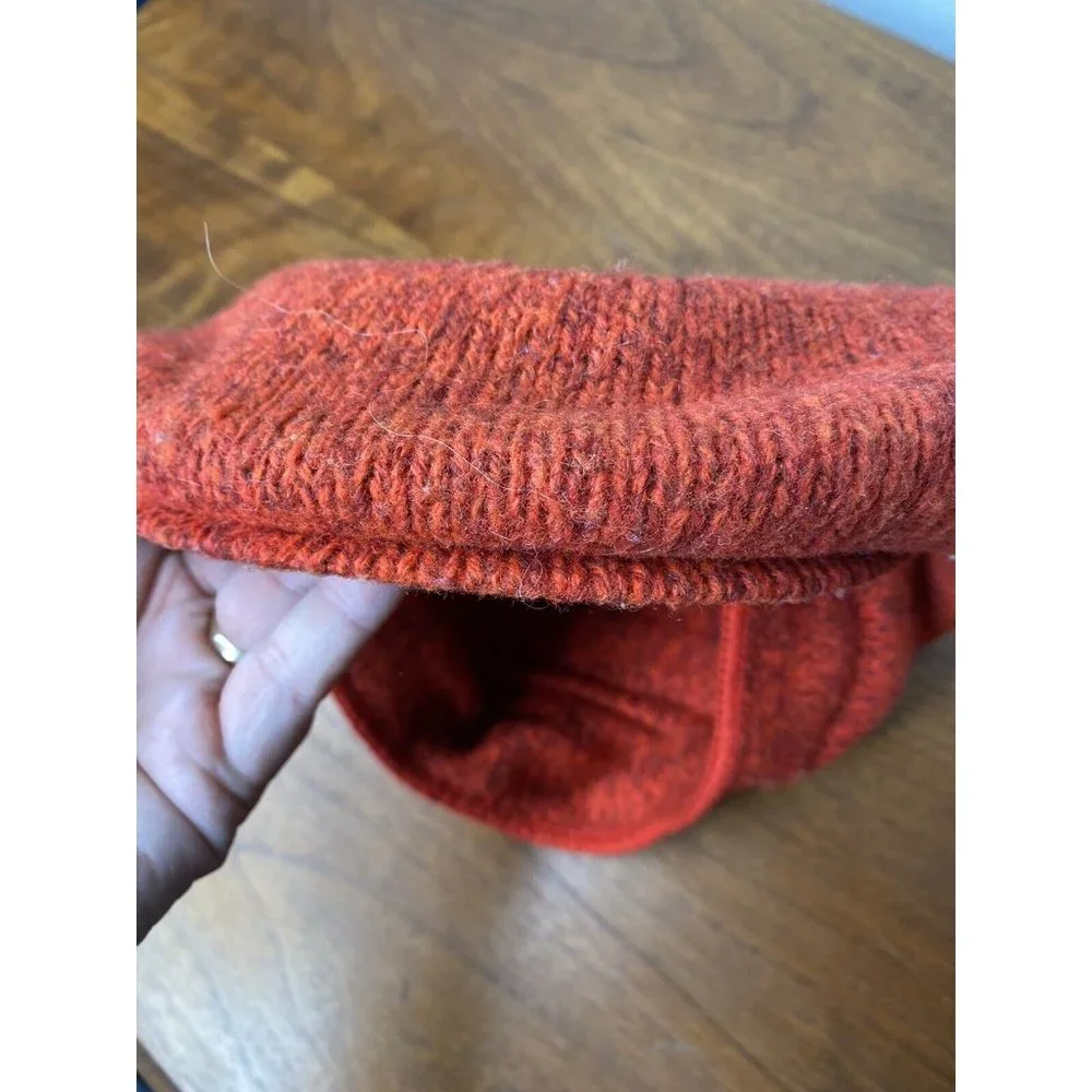 LL Bean Vintage Wool Guide Hat Early Label USA Cap Orange News Boy - Picture 5 of 8